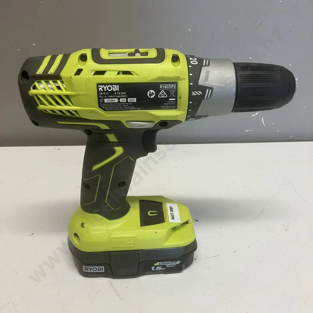 Ryobi 18V Cordless Drill Driver & 1.5Ah Battery (No Charger) Image 1++