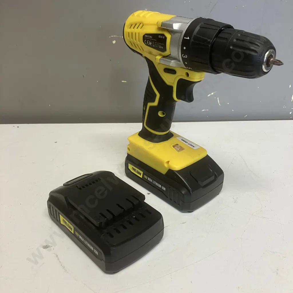 ToolTorq 18V Cordless Drill & 2 x 1.3Ah Batteries (No Charger) Image 1++