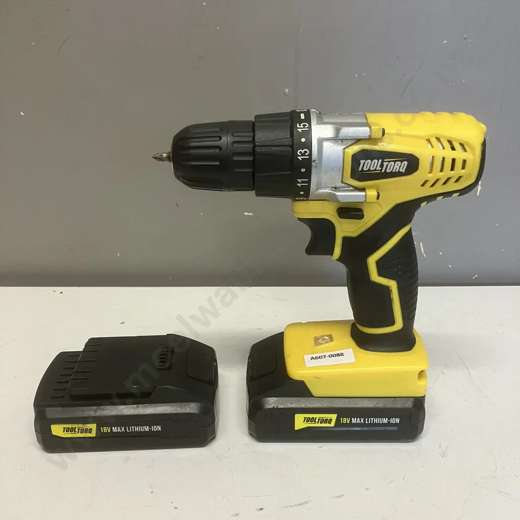 ToolTorq 18V Cordless Drill & 2 x 1.3Ah Batteries (No Charger) Image 1++