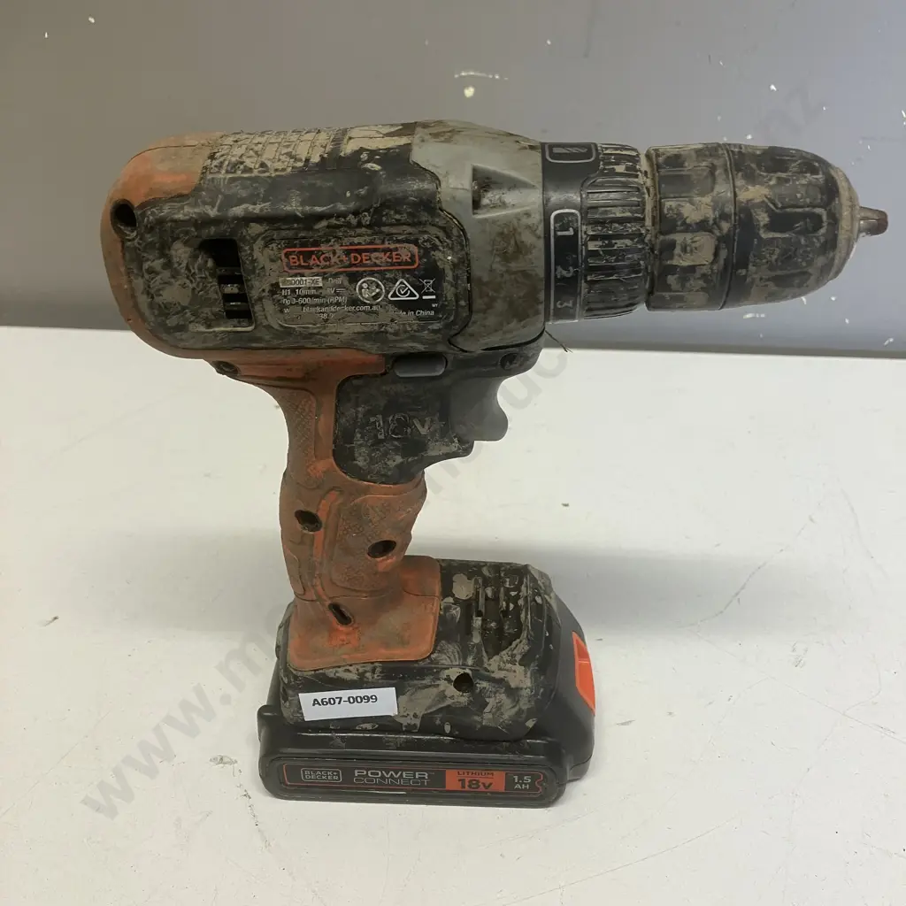 Black & Decker 18V Drill & 1.5Ah Battery (No Charger) Image 1++