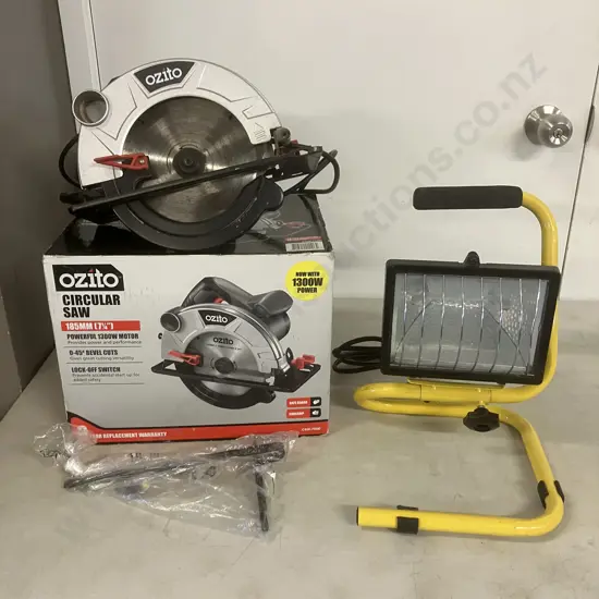 Ozito 1885mm 1300W Circular Saw & Halogen Work-Lite