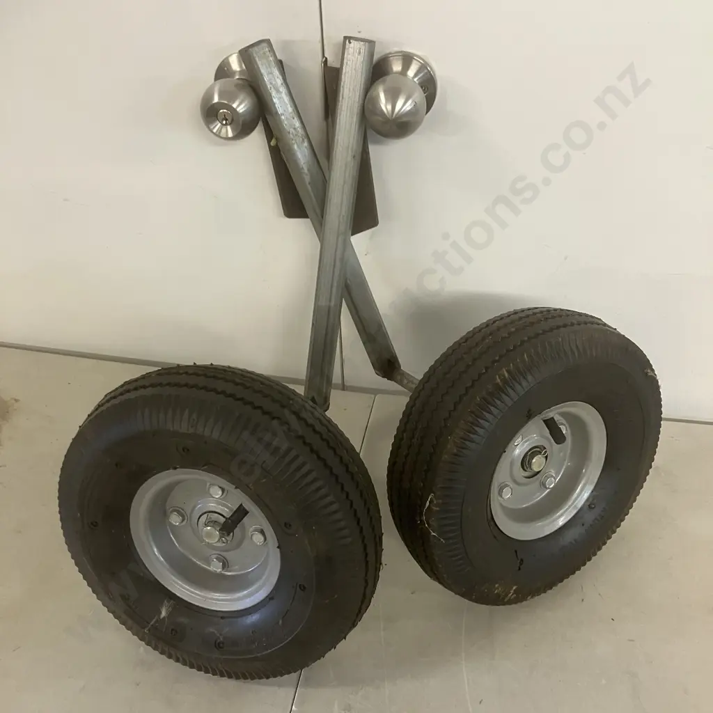 Pair of Adult Bike Sized Training Wheels With 4.10/3.50 - 4 Tyres Image 1++