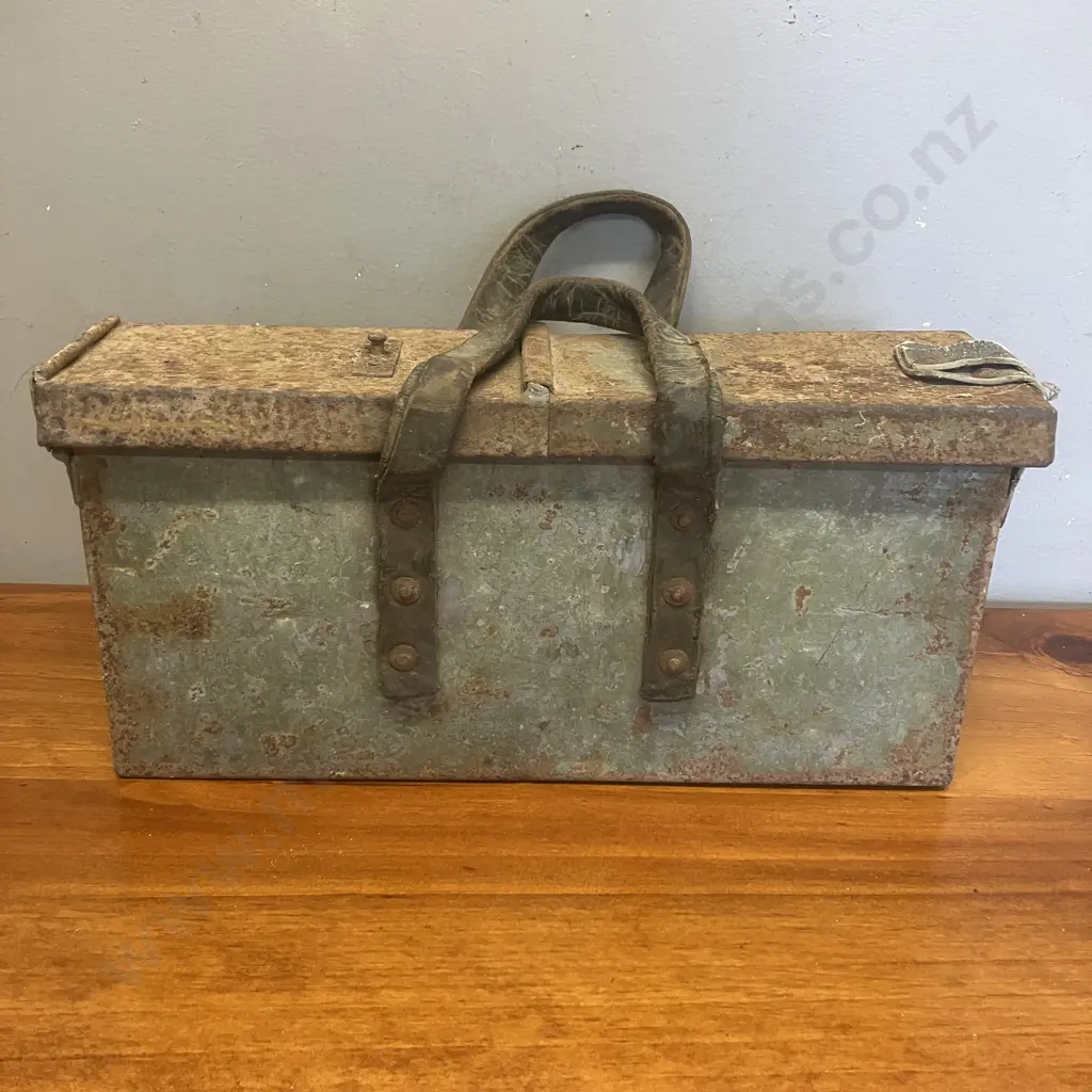 Scarce WWI Steel Ammunition Box for a Vickers Machine Gun, One End Embossed “... 1917" Image 1++