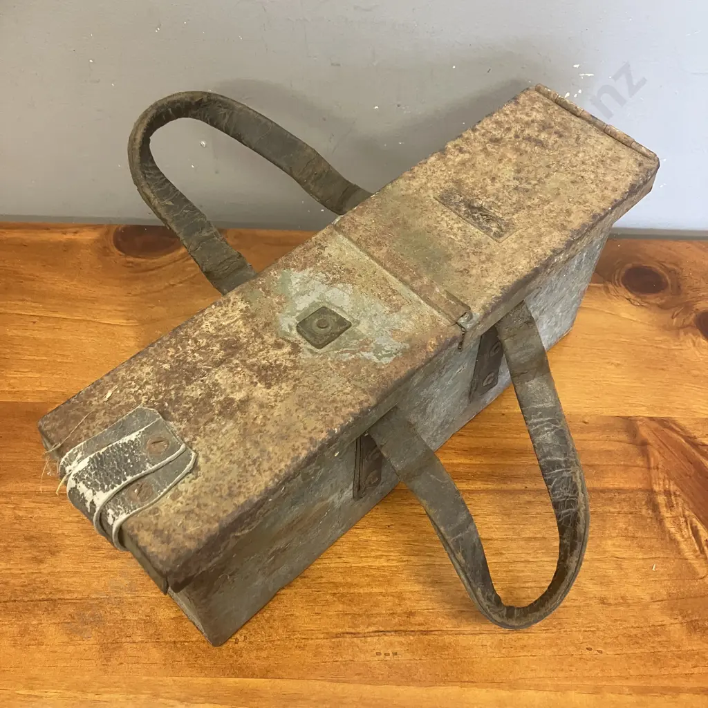 Scarce WWI Steel Ammunition Box for a Vickers Machine Gun, One End Embossed “... 1917" Image 1++