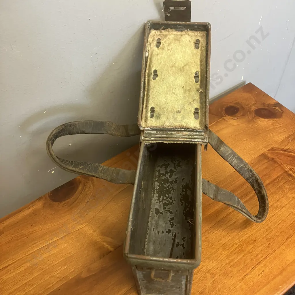Scarce WWI Steel Ammunition Box for a Vickers Machine Gun, One End Embossed “... 1917" Image 1++