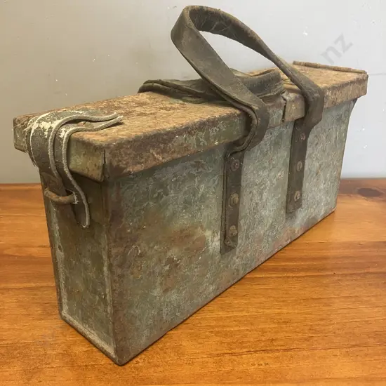Scarce WWI Steel Ammunition Box for a Vickers Machine Gun, One End Embossed “... 1917"