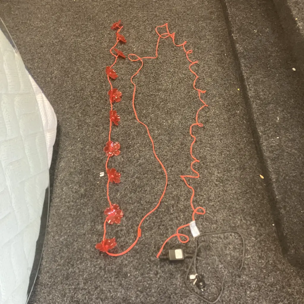 Pair of Red Hibiscus Light Strings - 10 Flowers Each Image 1++