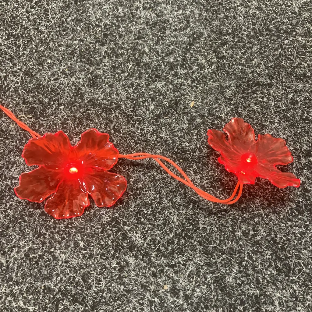 Pair of Red Hibiscus Light Strings - 10 Flowers Each Image 1++