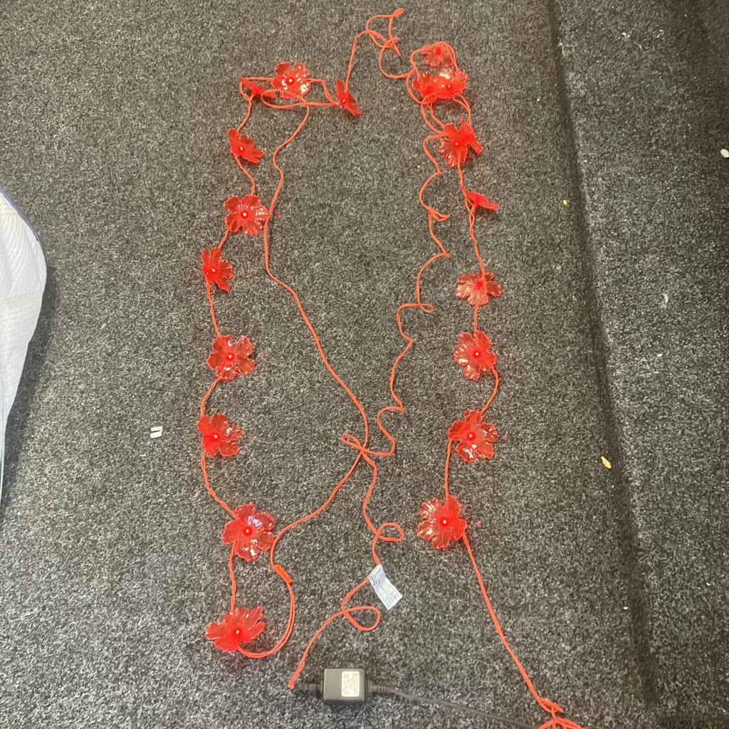 Pair of Red Hibiscus Light Strings - 10 Flowers Each Image 1++