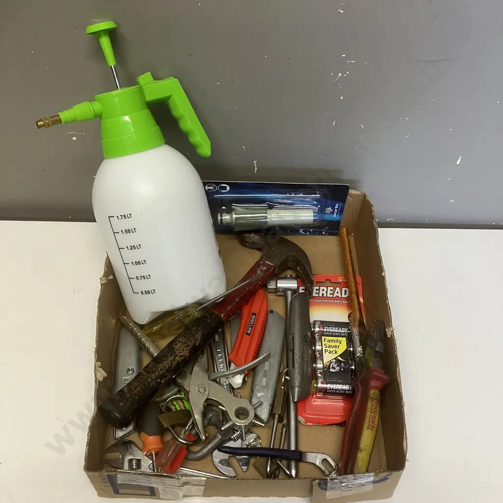 Box Lot Tools, Sprayer, Padlocks Etc Image 1++
