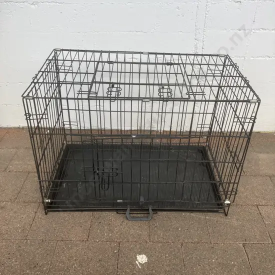 Steel Animal Crate With Slide Out Tray In Base. H54 W75.5 D45.5cm