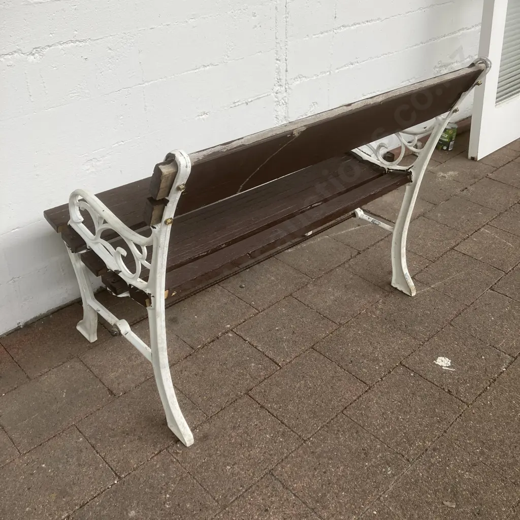 Cast Aluminium & Wooden Slat Garden Bench. 88.5cm Image 1++