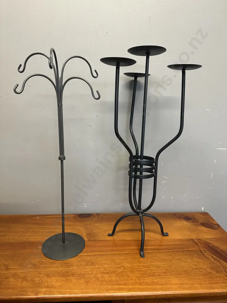 Pair Of Black Wrought Candelabras  Image 1++
