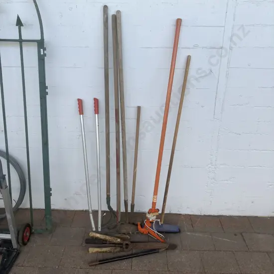 Lot of Garden Tools, Broom Etc