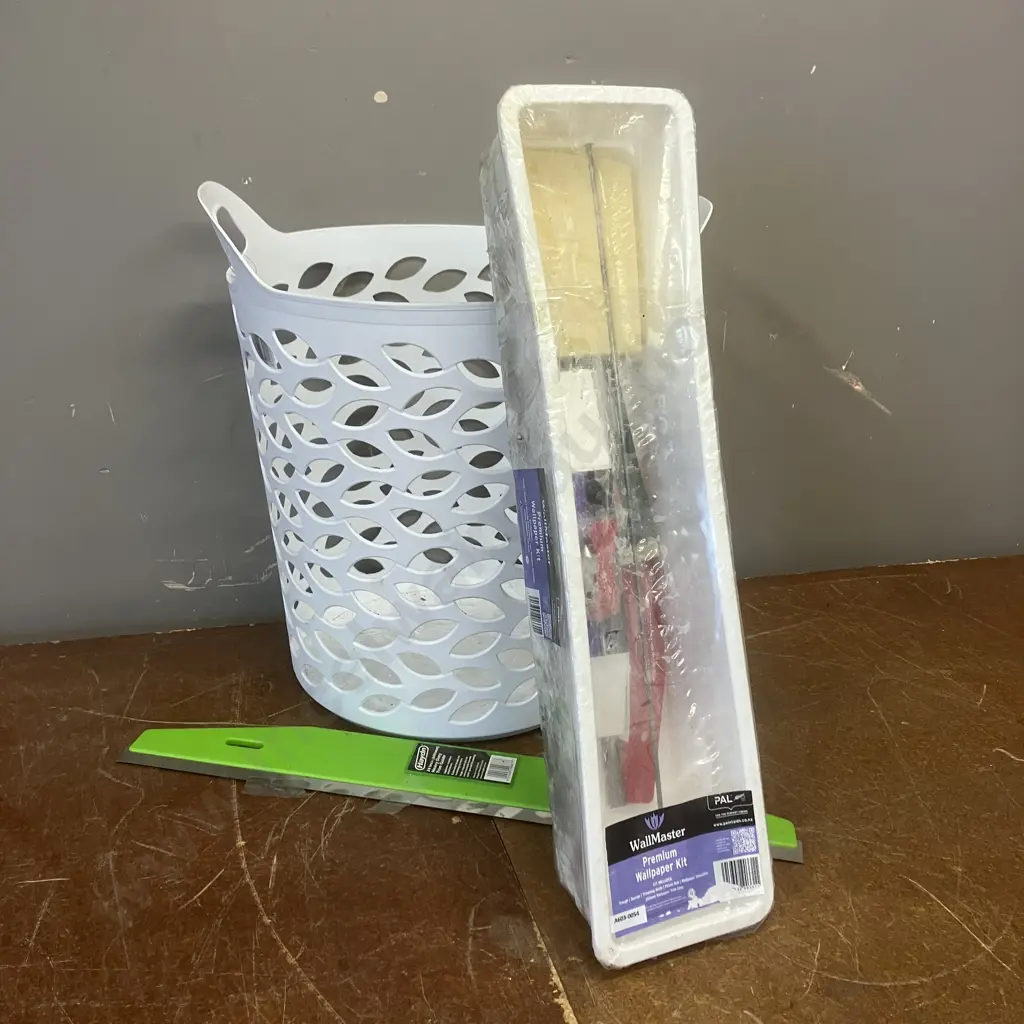 Wall Paper Hanging Kit, Laundry Hamper, Trim Guide Image 1++