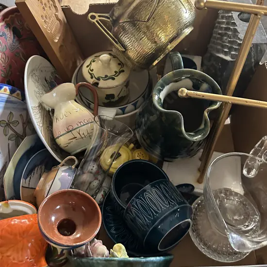 Assorted Pottery & Glass Items Etc
