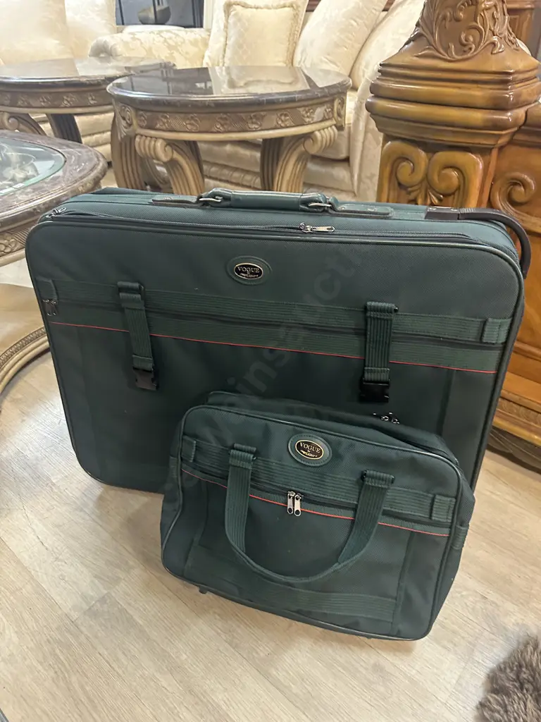 Green Vogue By Flight Soft Case Suitcase &  Vogue By Flight Carry On Bag Image 1++