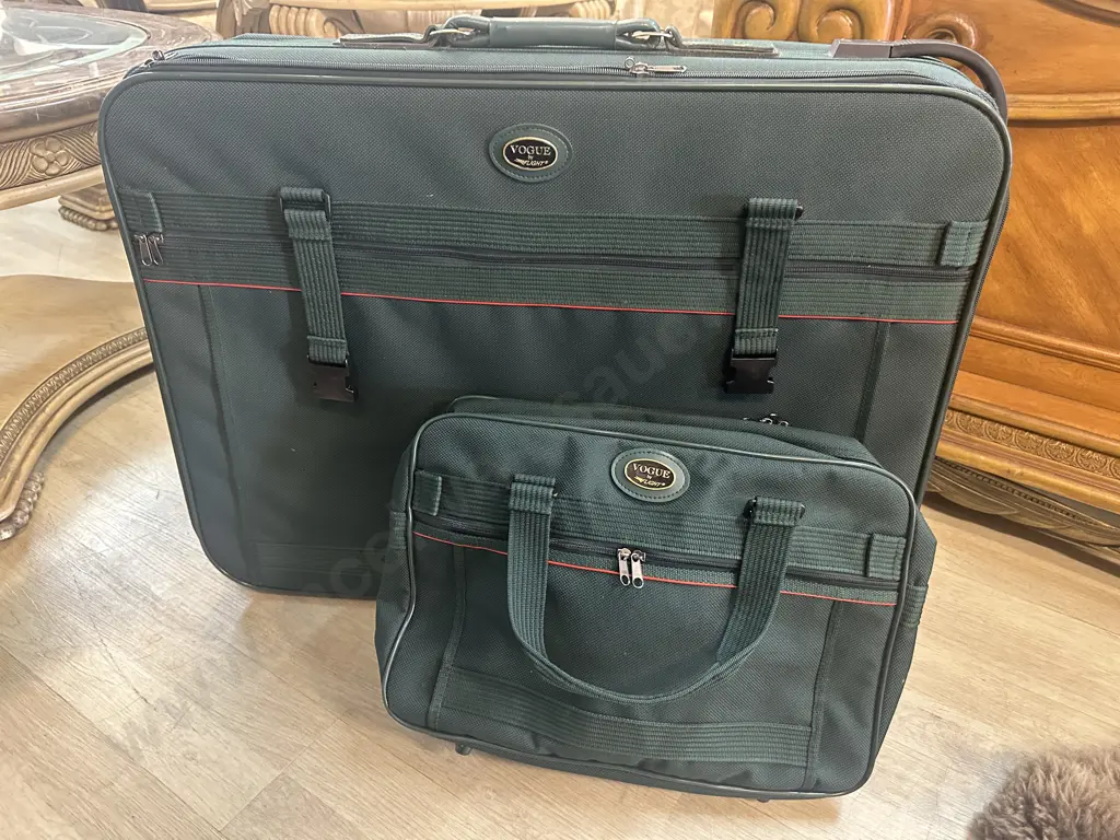 Green Vogue By Flight Soft Case Suitcase &  Vogue By Flight Carry On Bag Image 1++