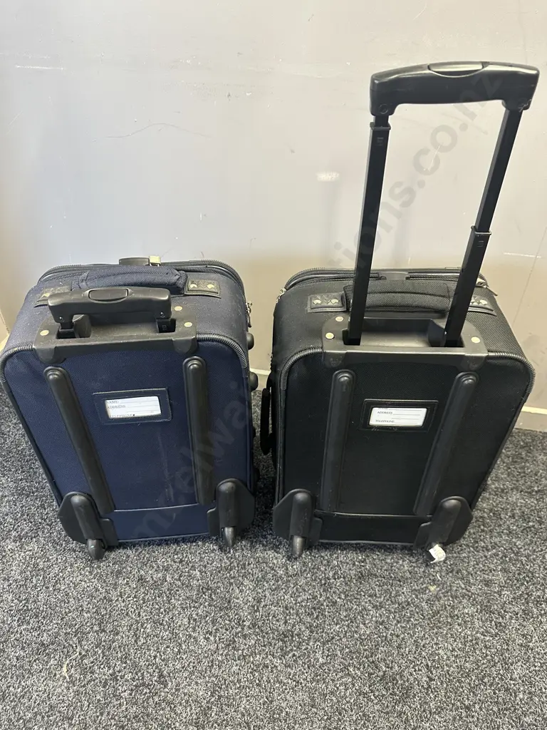 Pair Of Voyager Cabin Soft Sided Suitcases Black & Navy H50,W35cm. Image 1++