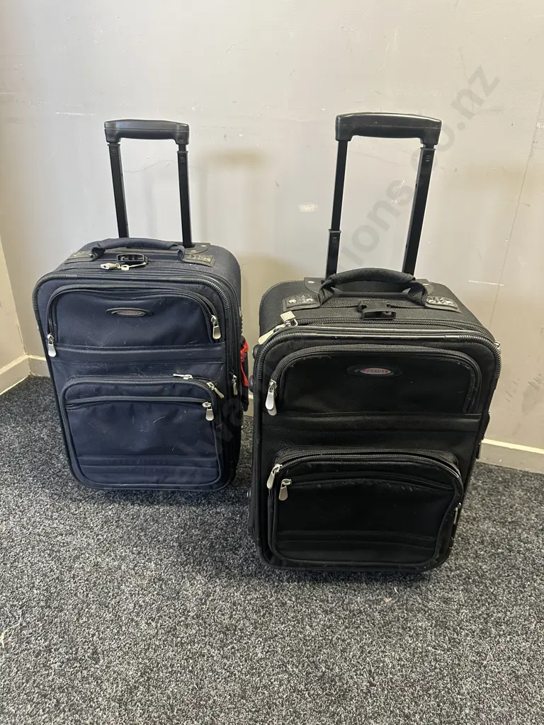 Pair Of Voyager Cabin Soft Sided Suitcases Black & Navy H50,W35cm. Image 1++