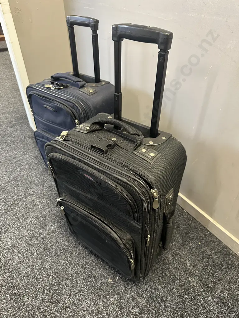 Pair Of Voyager Cabin Soft Sided Suitcases Black & Navy H50,W35cm. Image 1++