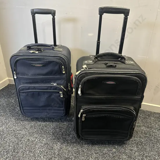 Pair Of Voyager Cabin Soft Sided Suitcases Black & Navy H50,W35cm.