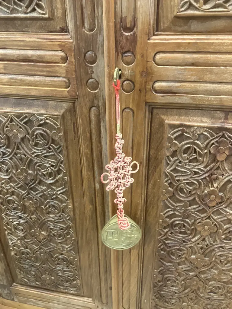 Carved Teak 2 Door Armoire With Brass Lock & Key. H170 W93 D48cm Image 1++