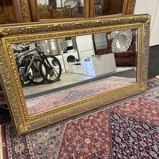 Ornate Gilt Framed Bevelled Edge Mirror H86,W146cm.