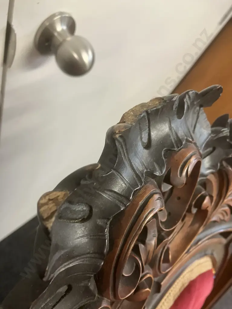 Antique Victorian Heavily Carved Walnut Gentleman's Chair, Red Velvet Upholstered. 120 x 72cm Image 1++