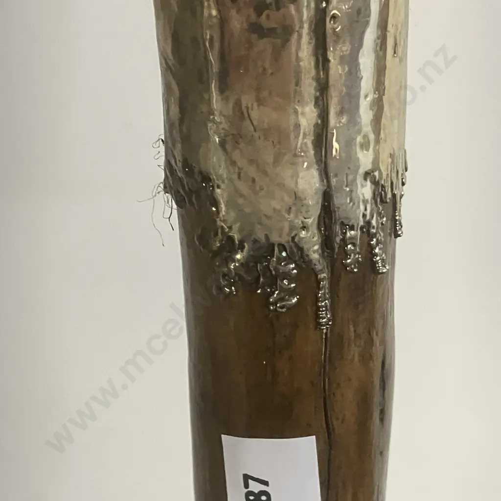 Wooden Walking Stick Metallic Dipped Head & Paua Detailing. L124cm Image 1++