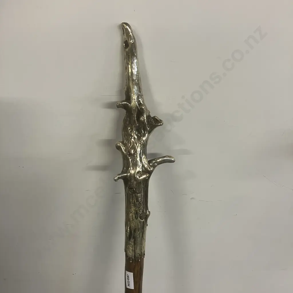 Wooden Walking Stick Metallic Dipped Head & Paua Detailing. L124cm Image 1++