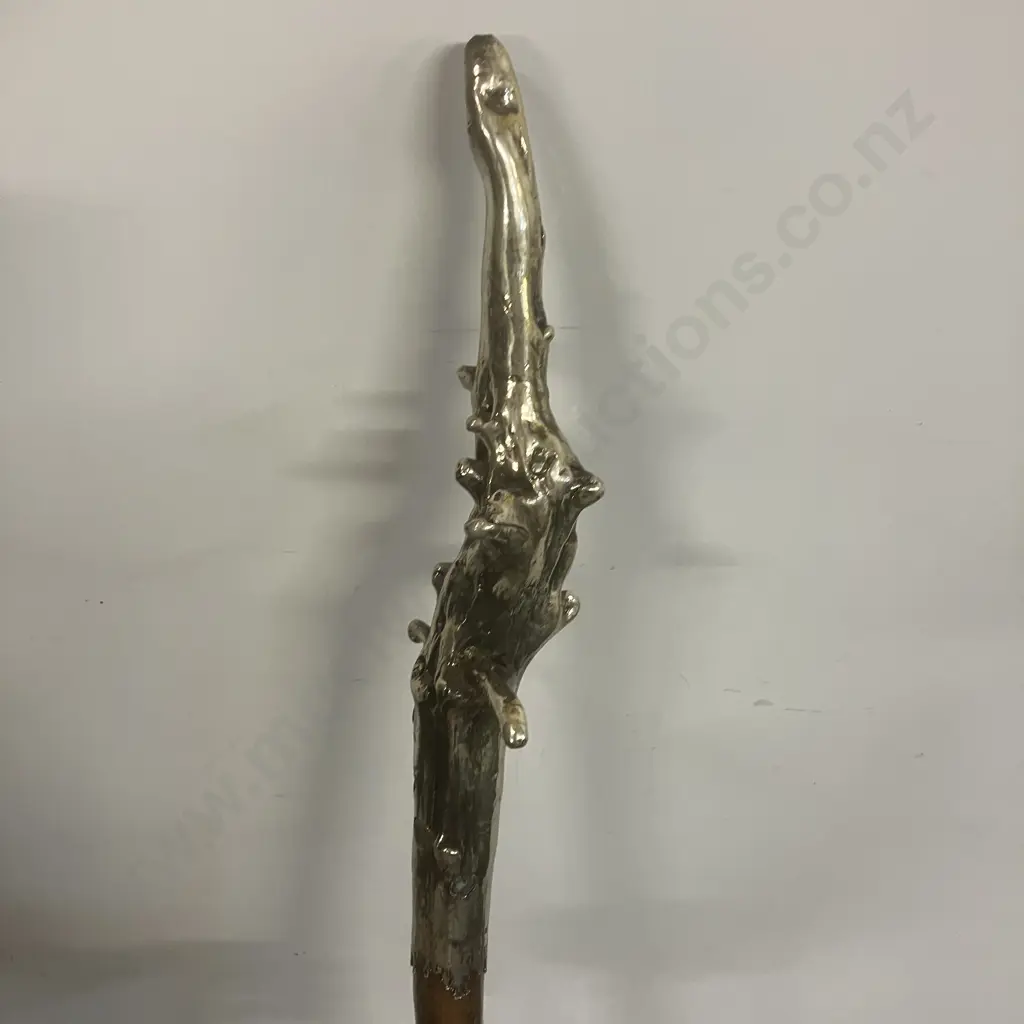 Wooden Walking Stick Metallic Dipped Head & Paua Detailing. L124cm Image 1++
