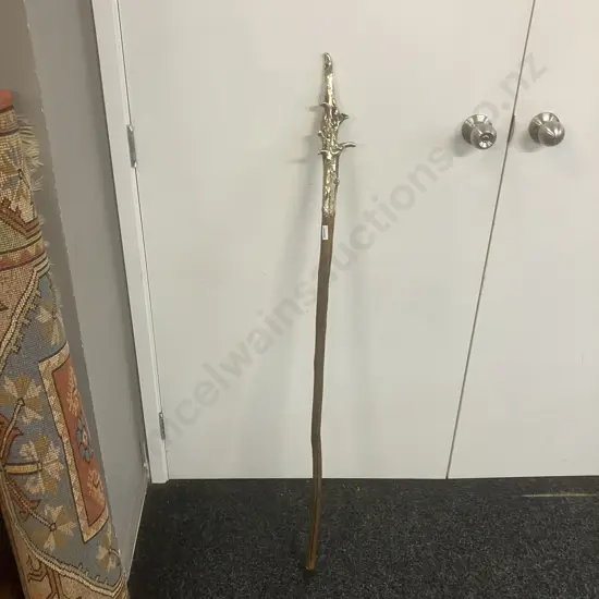 Wooden Walking Stick Metallic Dipped Head & Paua Detailing. L124cm