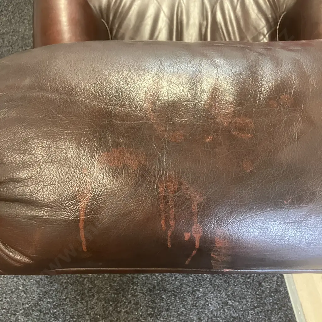 Moran Chocolate Brown Leather Recliner (Top Of Seat Marked) Image 1++