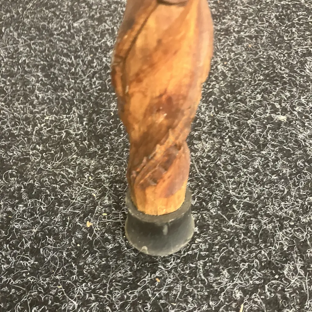 Vintage Carved Wooden Maori Walking Stick With Paua Detailing. L87cm Image 1++