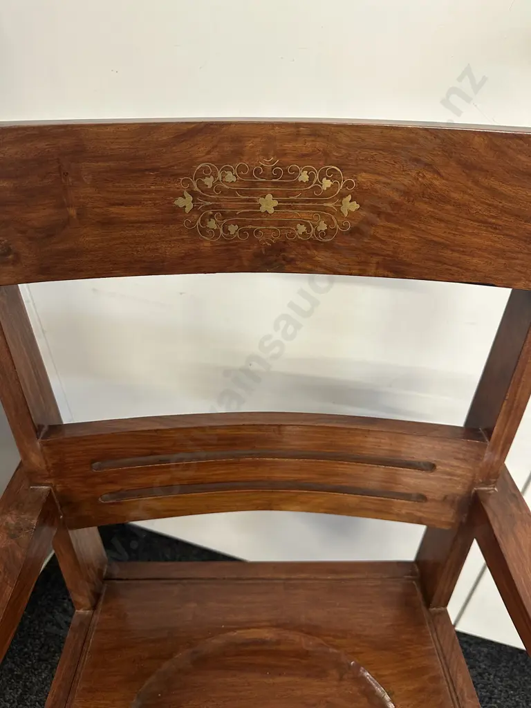 Arts & Crafts X Frame Desk Chair Moulded Seat Brass Inlay Image 1++