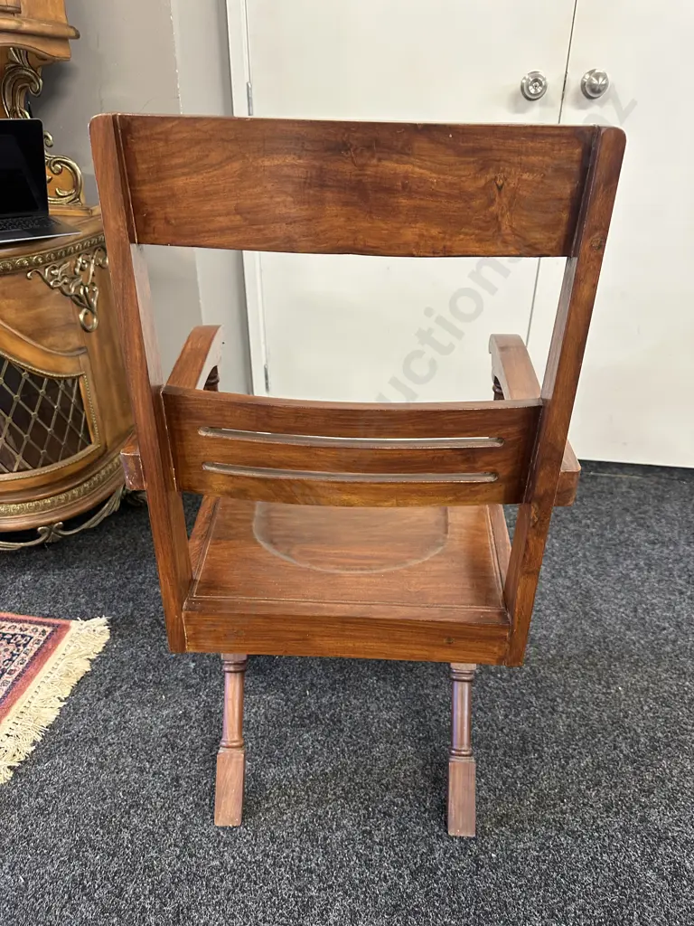 Arts & Crafts X Frame Desk Chair Moulded Seat Brass Inlay Image 1++