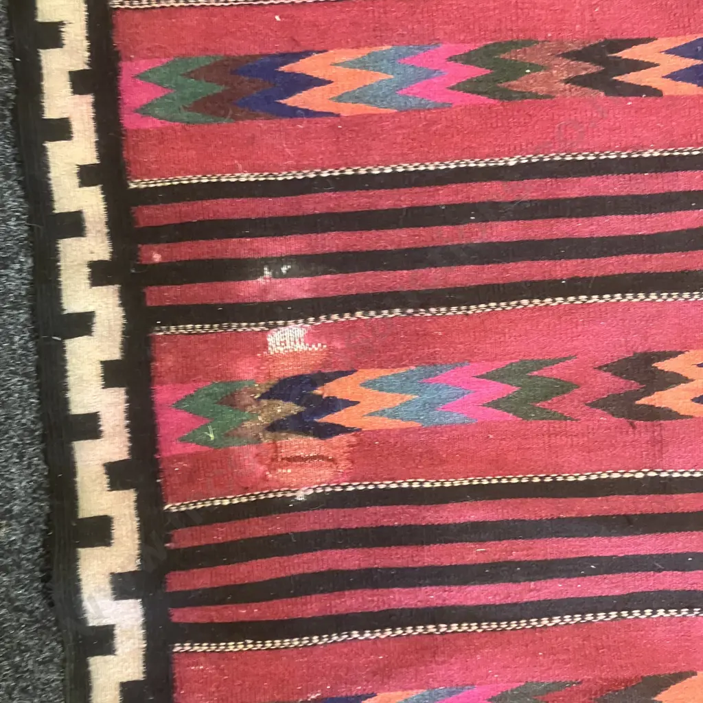 Large 350 x 153cm Vintage Persian Rug. Abstract Design (Damaged) Image 1++