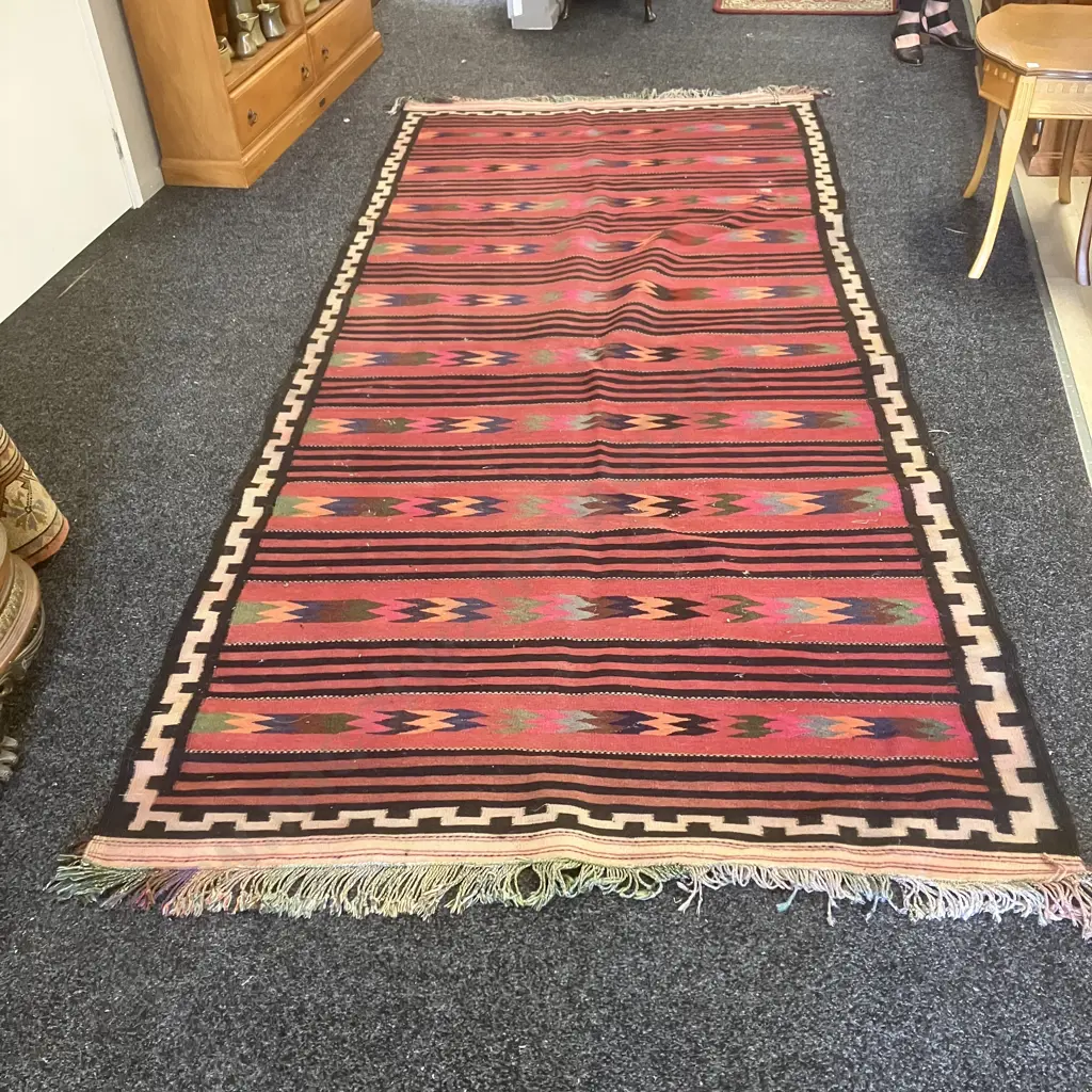 Large 350 x 153cm Vintage Persian Rug. Abstract Design (Damaged) Image 1++