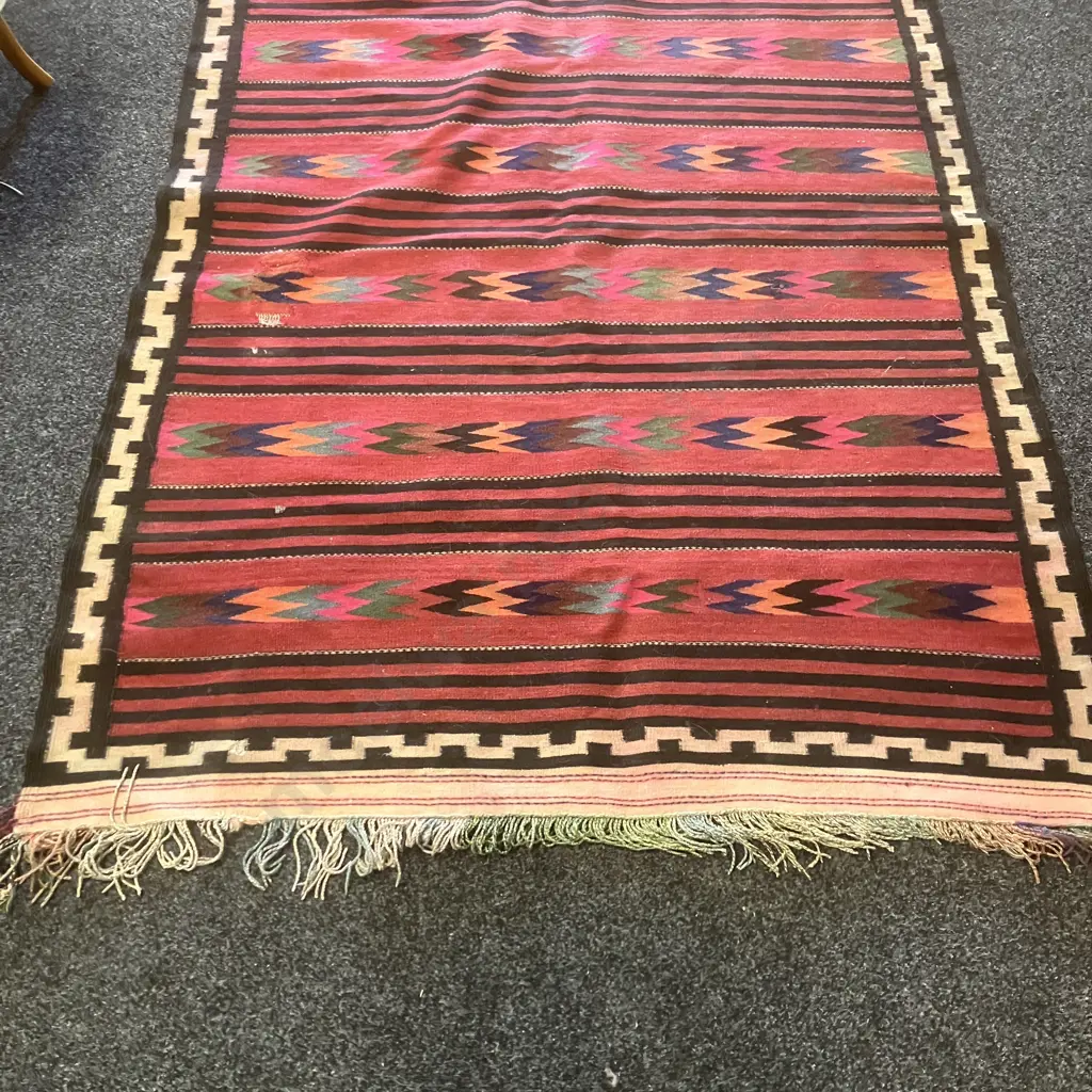 Large 350 x 153cm Vintage Persian Rug. Abstract Design (Damaged) Image 1++