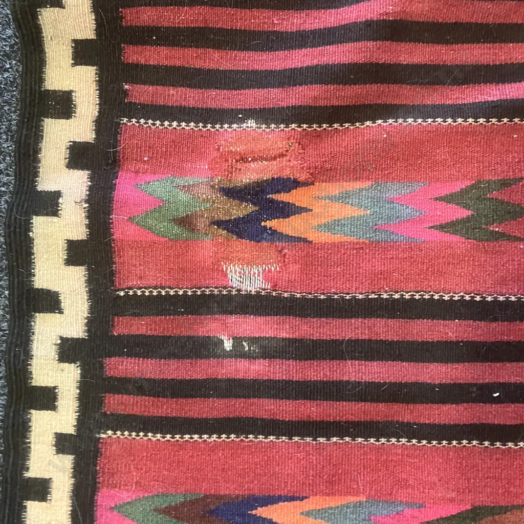 Large 350 x 153cm Vintage Persian Rug. Abstract Design (Damaged) Image 1++