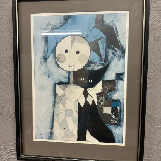 Framed Artwork Signed By Rosina Wachtmeister Titled Due Amici 67x51cm.