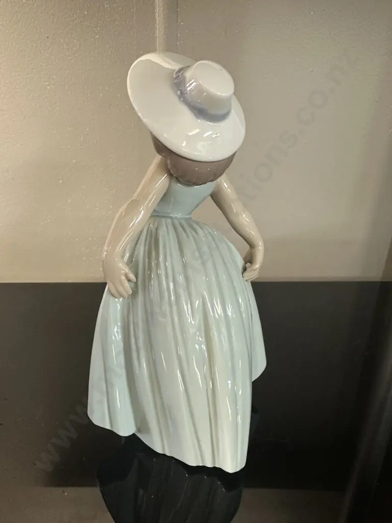 1995 Lladro "Rose" Figurine 6275 - Dancing Girl in Blue Dress with Bonnet Image 1++