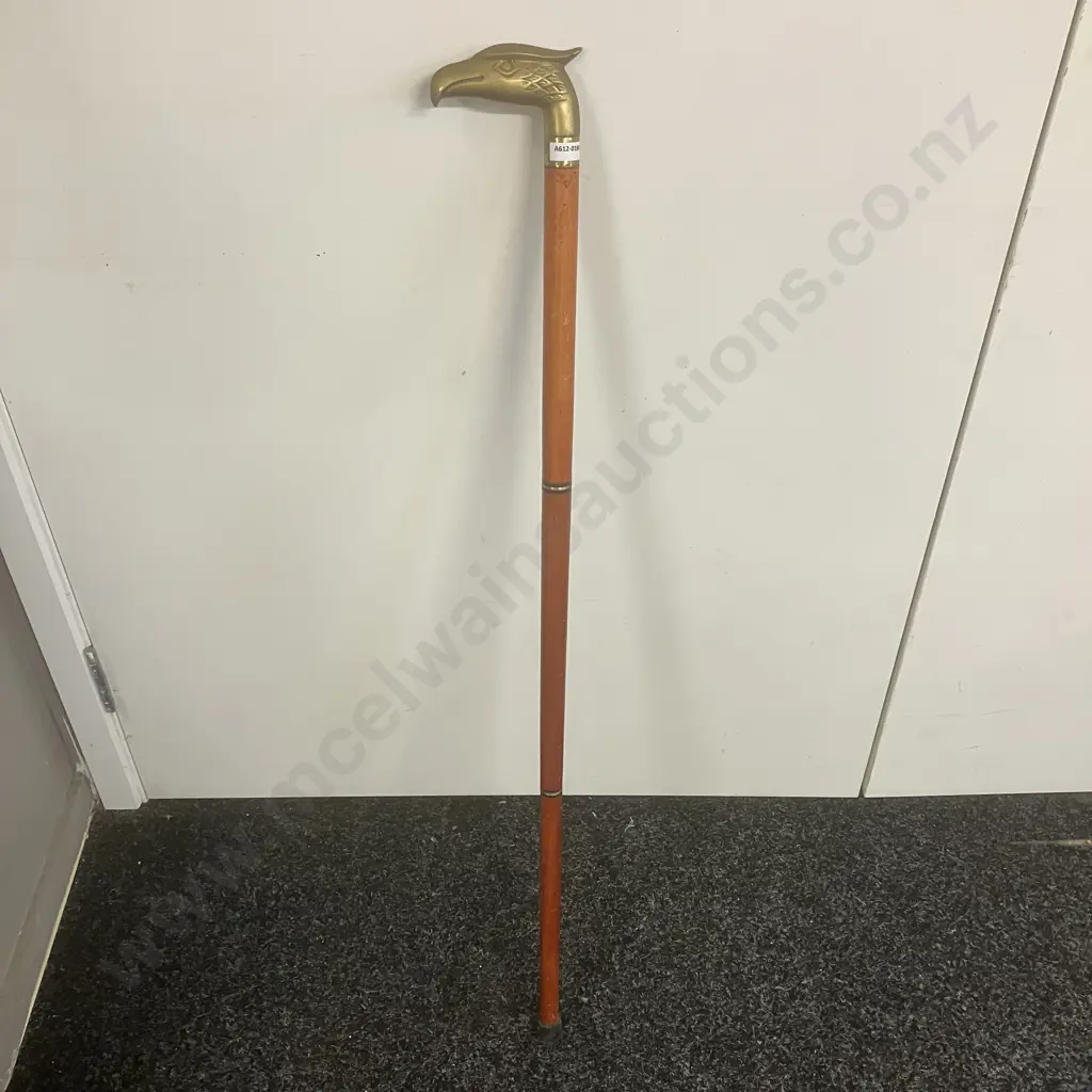 Vintage Style Brass & Wood Walking Cane With Eagle Head Handle. L89.5cm 3 Piece (Hollow First Section) Image 1++