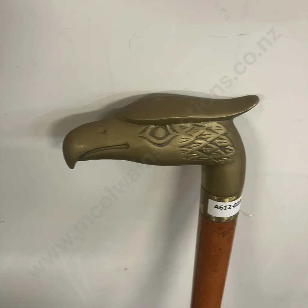 Vintage Style Brass & Wood Walking Cane With Eagle Head Handle. L89.5cm 3 Piece (Hollow First Section) Image 1++