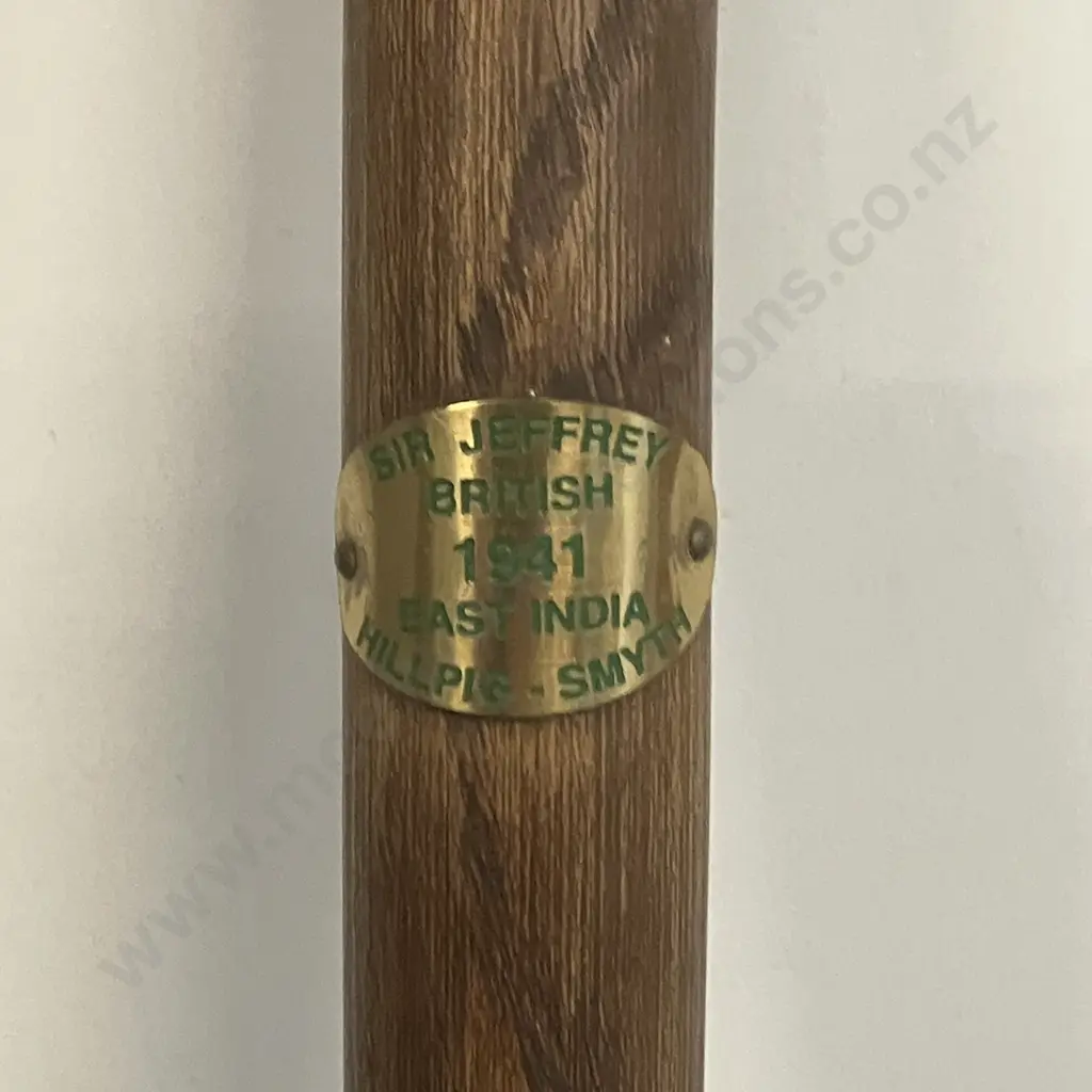 The Sir Jeffery British 1941 East India Hillpig-Smyth Vintage Burmese Wooden Walking Stick, 2 Piece. L92cm Image 1++