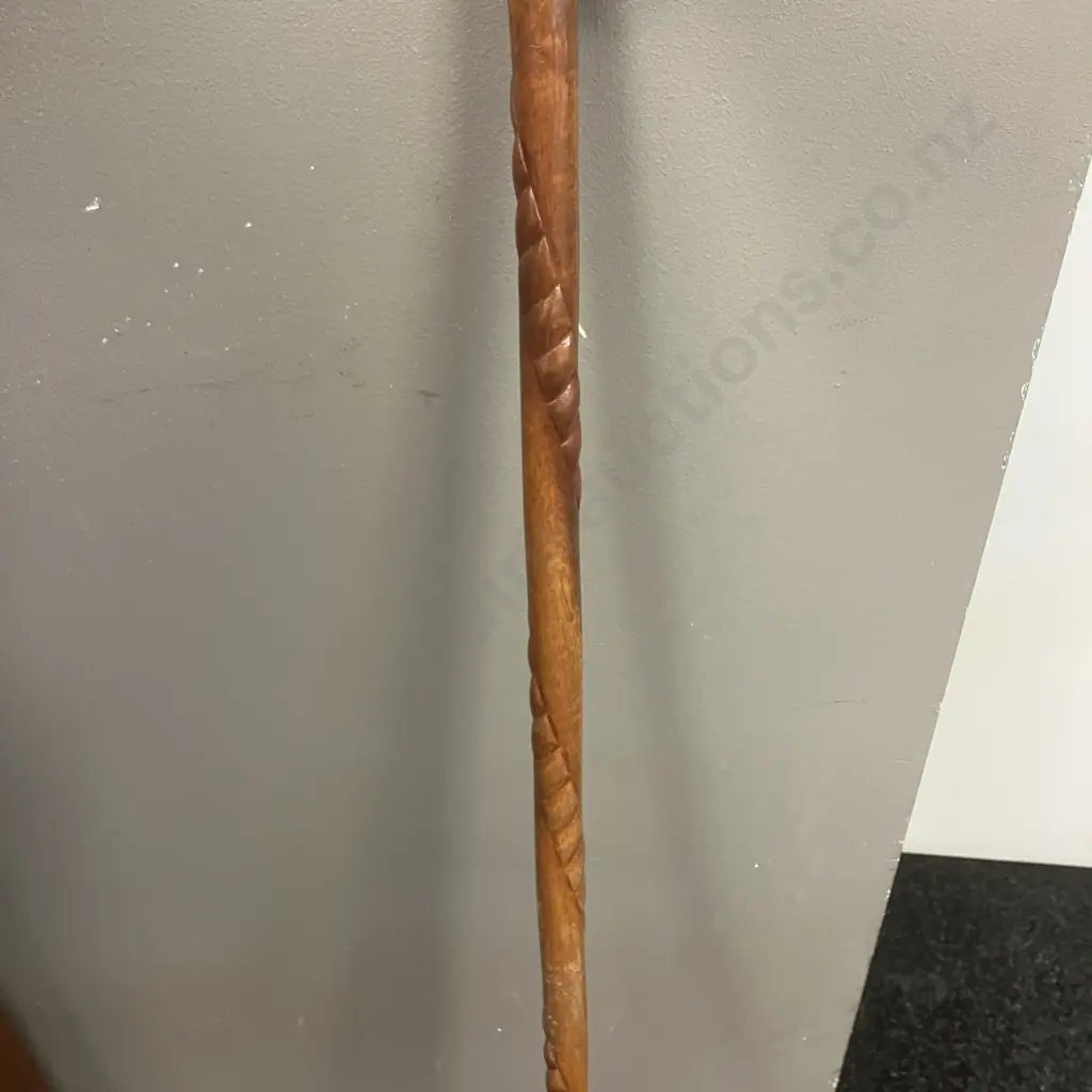 Vintage Walking Stick With Carved Shaft & Duck Shaped Handle. H94cm Image 1++