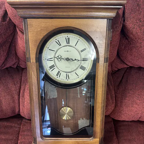 Howard Miller Mahogany Cased Westminster Wall Clock. 66 x 38cm (Battery Operated)