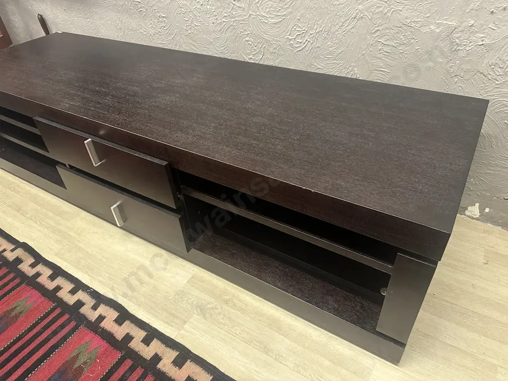 Large TV Unit - Chocolate Brown Colour, 2 Drawers, 4 Adjustable Shelves. H51.5 W200 D60cm Image 1++