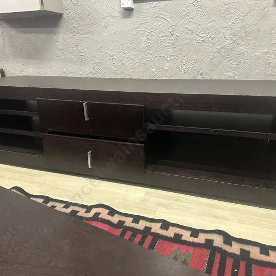 Large TV Unit - Chocolate Brown Colour, 2 Drawers, 4 Adjustable Shelves. H51.5 W200 D60cm